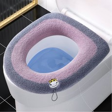 [1+1]따뜻한 극세사 보온 변기커버 쿠션 시트 손잡이, 1세트, 핑크그레이+핑크그레이