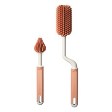 보넬티 회전형 실리콘 2종구성 젖병 세척솔, 오렌지, 1세트
