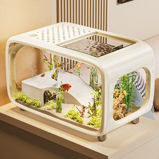 가정용 고투명 어항 거북이 열대어 겸용 수족관, 1개, 화이트
