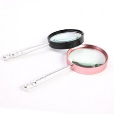 실버돋보기 8배 기 휴대용 고배율 독서용 유리 알루미늄손잡이 확대경, 1개, 핑크