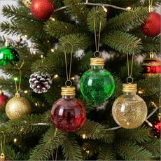 Baluue 10피스 크리스마스 술 공 100ml 투명 샷 유리 장식품 플라스틱 충전 가능한 트리 음료 물병 전구 휴일 파티 장식용 310933