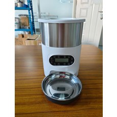 可視透明新款寵物4.5L大容量貓咪狗狗不鏽鋼單雙餐餵食器智能, 1個, 按鍵款單盤3L:白色, 1L