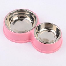2구 원형 애완용 스틸 식기 색상랜덤 강아지밥그릇 dhy*223nk