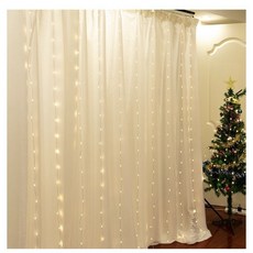 【*窗簾燈】浪漫窗簾燈 USB款 段閃爍模式 附贈遙控器 聖誕耶誕燈 瀑布燈 LED 螢火蟲燈串北歐風, 1個, I3.3*3米冷白