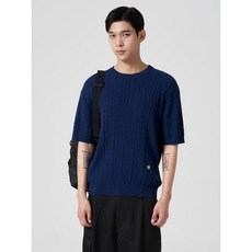 [국내매장정품] 에잇세컨즈 8SECONDS 케이블 반소매 니트 블루 (214751BY1P) 214751BY1P 170627, 파란색, XXL