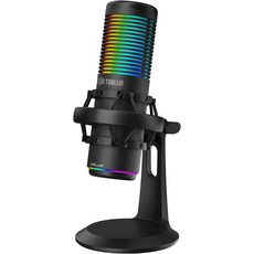 TOALLIN CM20P 게임 스트리밍 팟캐스트 녹음을 위한 RGB 조명이 있는 USB 콘덴서 마이크 92kHz24비트 노이즈 캔슬링 및 볼륨 조절 가능 노트북PC태블릿폰 호환
