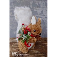 草編聖誕松鼠 擺飾 高27cm, 1個