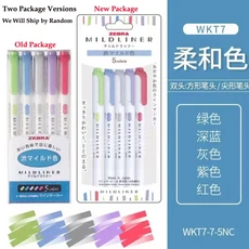 새로운 얼룩말 Mildliner 형광펜 파스텔 풀 세트 5 색 세트 마커 펜 드로잉 그림을위한 더블 엔드 아트 문, 01 5Colors NC