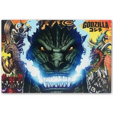 Godzilla 몬스터 메탈 벽 장식 - 침실 또는 영화 방을 위한 빈티지 고질라 아트 196996, 블루/그레이