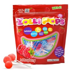 사탕 캔디 Zollipops 졸리팝스 깨끗한 치아 팝 무설탕 무색소 롤리팝 케토 및 친화 치과 승인 간식 용 블루 라즈베리포도, 1, 88g
