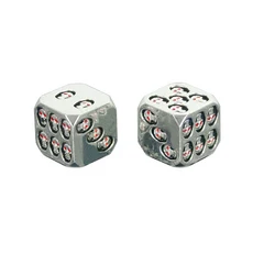 DND 보드 게임 엔터테인먼트 액세서리에 대 한 어두운 해골 주사위 2PCS 금속 D6 큐브 16.8mm, 02 Sliver 2PCS