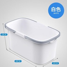 60cm長 洗拖把水桶 底部帶搓衣板設計 大號加厚塑料儲水桶, 1個, 雅灰白