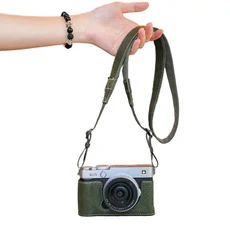 Fujifilm X-E5 케이스 카메라 가방용 수제 가죽 하프 어깨 끈이 있는 커버 L7A0, 01 CN, 02 Green with Strap