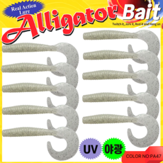 엘리게이터 4인치글럽웜 우럭 광어 농어 지그헤드, P47챠트야광은펄, 1개