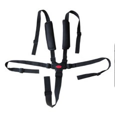 嬰兒車五點式安全帶，通用型寶寶餐椅安全帶，可調節嬰兒推車安全帶, 五點式+加厚肩黑色, 1個