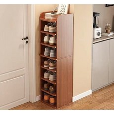 熱選精品 北歐鞋架 拖鞋架 簡易鞋架 多層鞋架 鞋架收納 木製鞋架 輕便鞋架 組合鞋架 門口鞋架 室內拖鞋架 鞋子收納, 最貴款【8層古檀木色】, 1個