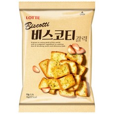 LOTTE Biscotti 大蒜風味麵包餅乾 70g, 1個, 樂天 麵包餅【大蒜】70g
