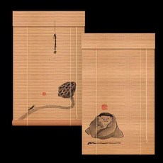 그림 대나무 커튼 롤러 블라인드 복고풍 밤부 커튼 대나무 발