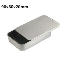 1PC 금속 직사각형 케이스 사탕 휴대용 미니 틴플레이트 약통 푸시형 슬라이드 커버 보관함, 90x60x20mm Silver, 1개