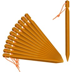 그래스맨 12팩 텐트 스테이킹 7075 알루미늄 페그 헤비 듀티 경량 그라운드 내구성 및 안전한 메탈 캠핑 스파이크 레드, 7 inches 12PCS, Orange