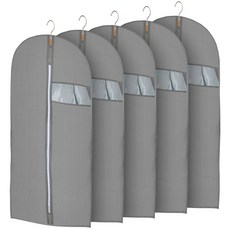 이펑 고급 부직포 옷커버 지퍼 있음 투명 윈도우가 있습니다 바닥 밀봉 그레이, 5매입, 1개