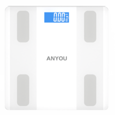 ANYOU 스마트 체지방 체성분 BIA측정 몸무게 측정기 체중계, 1개, 화이트, HW-99