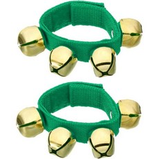 파티킬 손목벨 2개 징글벨 발목벨 팔찌 타악기 음악 리듬 밴드 파티 크리스마스를 위한 골든벨 4개 그린, Green, 1개