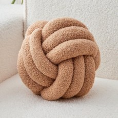 홈 체어용 장식용 매듭 베개 볼 소파 침대 에스테틱 원형 장식 램스울 쿠션(베이지 13인치), Large - 13.8 inches, Khaki