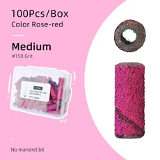 HYTOOS 3mm 네일 드릴 용 소형 샌딩 밴드 미니 샌드 밴드 파일 연마 손톱 큐티클 클린 스테인레스 스틸 맨, 04 Rosered 150(100PCS)