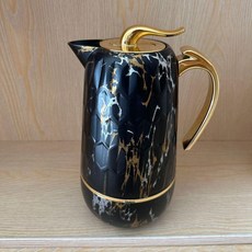엔틱 실버 주전자 디자인 럭셔리 앤틱 다기 차 수공예, 1개, 1L, 마블 블랙 보온병 B
