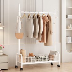 헤븐하임 선인장형 철제 이동식 트롤리 행거, 화이트A