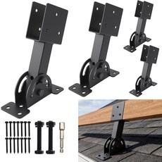 가제 카포트 파티오스를 위한 2Pcs 헤비 듀티 루프 라이저 브래킷 키트 24 조절 가능한 높이 각도 퍼골라 브래킷블랙 빔, Black -2×4, Set 4