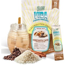 KLASS VIDA 하이드레이션 + 에너지 전해질 음료 믹스 - 커피 HorcHAT 모자a Agua Fresca 맛 | 카페인 L-테아닌 코코넛 워터 및 미네랄이 함유된 무, Horchata Coffee
