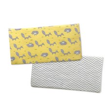 JoyBaby 嬰兒床防撞床圍，MuslinTree材質，寶寶加厚防摔床墊，安全舒適, 黃底狐狸-120*30