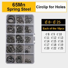 세탁기부속 부품 호스 커넥터 수리 고장 연결 통돌이 드럼 필터 회전판 급수호스 황동 연장 벨트 거름망 베어링 배수구 구멍용 서클립 샤프트용 E 링 조합 세트 클램프 스프링 분할, 3)65Mn-hole-8-25, 1개