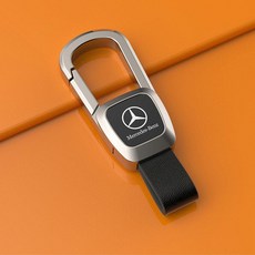 프리미엄 천연 가죽 키링 남성용 자동차 열쇠고리, 1개, 메르세데스-실버