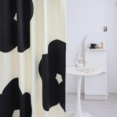 [메종텍스타일] 생활 암막 플라워 커튼 블랙블룸 모듈 기본핀형 주문제작 135x210~240cm