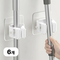 로멀리 무타공 청소도구 후크 홀더, 6개, 화이트