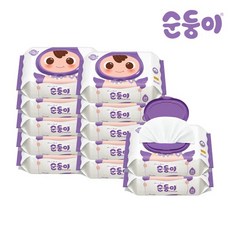 순둥이 프리미엄 엠보싱 아기 물티슈 캡형 65평량, 65g, 20매, 12개
