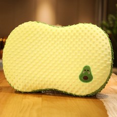 媛的夢想家 雅緹絲睡眠美學 可愛卡通慢回彈記憶棉枕 貓肚柔軟枕 人工學記憶枕 3D魔豆顆粒按摩枕 枕套可拆洗 台灣現貨, 1個, 貓肚牛油果