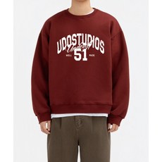 언더오프 피치스킨 에센셜 웰메이드 기모 맨투맨 버건디 382653