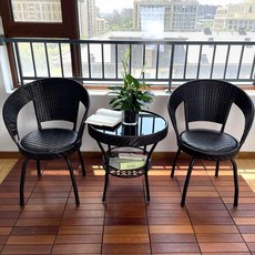 세트 테라스 원형 테이블 라탄 카페 스타일