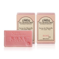 르샤트라1802 마르세이유 세수비누 로즈피오니, 100g, 3개입