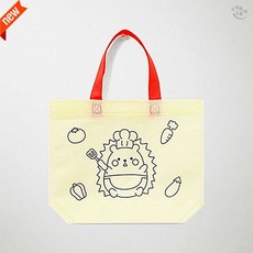 부직포 에코백 고슴도치 10개입 가방 장바구니 학생 학원 미술 공예 DIY 꾸미기 컬러 에코백 단체 에코백
