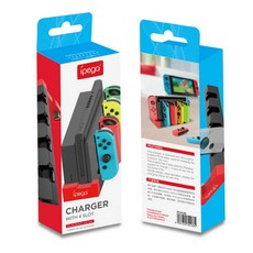 多功能充電座 支援4支Joy-Con充電與9張卡帶收納 RGB燈效, 1個, switch1代JC充電座-黑紅配色