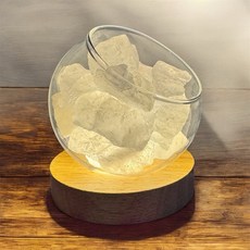 水晶擴香燈 精油擴香小夜燈 三色調光LED燈座 凹槽設計 原石擺件, 白水晶（鎮宅，化煞，淨化）