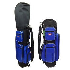 MEGA GOLF 高爾夫球袋，多口袋設計，耐磨材質，附防雨罩, 黑X藍