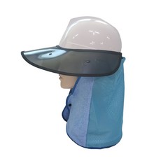 안전모 목그늘썬캡 광폭 타올 햇빛가리개 자외선 차단 차광막, 블랙+청색, 1개