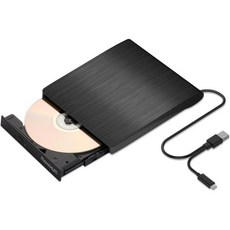 노트북용 외장 CD/DVD /-RW 드라이브 USB 3.0 및 USB-C 휴대용 CD DVD 라이터 버너 리더 PC MacBook Pro/Air Windows 11/10/8/7, 2 in 1