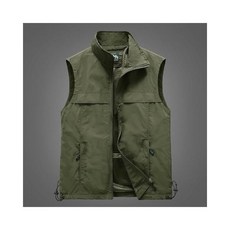 多口袋工裝風男士馬甲背心外套，寬鬆無袖釣魚登山工作背心